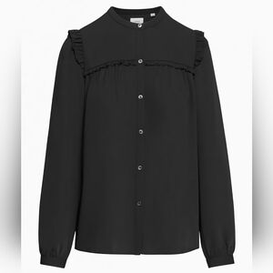 Aritzia Wilfred Nimbus Black Blouse Women’s Medium Long Sleeve Ruffle #214